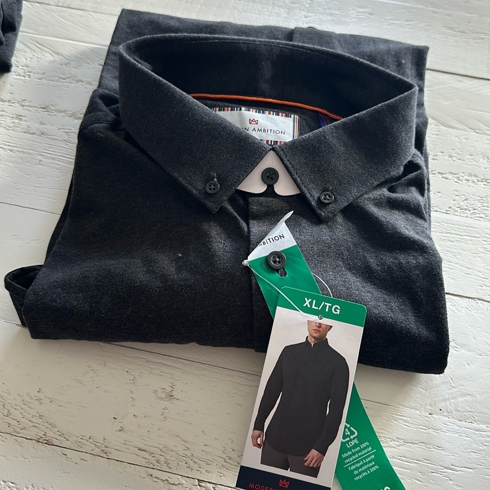 Modern ambition XL 17/17.5 long sleeve men’s shirt, 100% cotton dark grey NWT - Picture 4 of 6